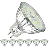 EACLL GU5.3 LED 6W 6000K Kaltweiss Leuchtmittel 485 Lumen Birnen kann Ersetzen 50W MR16 Halogen. AC/DC 12V Kein Flimmern Strahler, 120 ° Spotleuchten, Kaltweiß Licht Reflektor Lampen, 6 Pack