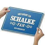 Fussball Schalke Schild aus Holz - personalisierbares Geschenk für Fans - opt. Beleuchtung - Wohnzimmer Deko - personalisierbar zum Hinstellen/Aufhängen - Schalke Geschenk - persönliches Geschenk