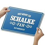 Fussball Schalke Schild aus Holz - personalisierbares Geschenk für Fans - opt. Beleuchtung - Wohnzimmer Deko - personalisierbar zum Hinstellen/Aufhängen - Schalke Geschenk - persönliches Geschenk