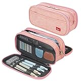 Federmäppchen Farbe Bleistiftetui Große Aufbewahrung Bleistift Tasche Handheld tragbare Büro Briefpapier Tasche Geeignet für High School College Generation Mädchen Jungen Teen Geschenk(Rosa)