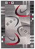Carpeto Modern Teppich Grau 250 x 350 cm Geometrische Muster Kurzflor Monaco Kollek