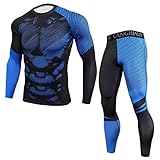 Sportbekleidung Set für männer,Workout Kleidung Outfit Fitness Schnelltrocknend Atmungsaktiv Bekleidung Fitnessstudio Outdoor Laufen Kompressionshose Langarm Leggings Sport Shorts Lässig