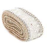 Diamantband, Kristallkettenbesatzband Kristallband, 2,5 cm Leicht kleben für Hochzeitskleid Schuhe Halskette Armband(Protein Diamond+Gold Bead Diamond Chain)