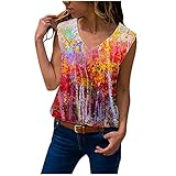 Higlles T-Shirt Damen Blusen Tops Loose Hemd Sweatshirt Langarmshirts Beste Freunde Pullover für Mädchen Frauen Kleider Bedrucktes Mode Loose V-Ausschnitt Schillernder Farbdruck Ärmellose Tanktop