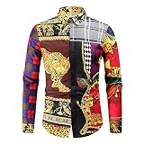 Shirt Herren Modern Urban Persönlichkeit Kreative Leopard Spleißen Druck Herren Langarm Herbst Winter Kentkragen Basic Slim Fit Strickjacke Herren H