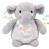 Umitive Einschlafhilfe für Babys, Plüsch Baby Spieluhr, Sound Toys, tragbar mit 15 Musik, 5 Farben Nachtlicht mit Sternenhimmel Projektor, Geschenk für Jungen und Mädchen (Grey elephant)