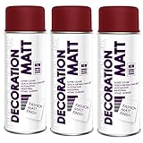 Fahrzeugteile Hoffmann 3er Sparpack DC Lackspray matt 400ml nach RAL freie Farbauswahl (3 Dosen in weinrot MATT RAL 3005)