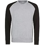 Awdis Herren Baseball Sweatshirt, zweifarbig (Medium) (Grau meliert/Schwarz)