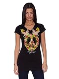 Ed Hardy T-Shirt Women´S S/S V-Neck Schwarz XS