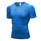 JELLYB Funktionsshirt Herren Modern Mode Spleißen Slim Fit Herren Kompressionsshirt Sommer Basic Rundhals Stretch Herren Muskelshirt Gym Workout Wicking Breathab