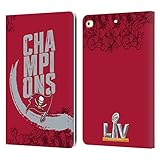 Head Case Designs Offiziell Zugelassen NFL Tampa Bay Buccaneers Malstrich 2021 Super Bowl LV Champions Leder Brieftaschen Handyhülle Hülle Huelle kompatibel mit Apple iPad 9.7 2017 / iPad 9.7 2018