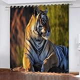 LIUBAOBEI blickdichte vorhänge mit ösen muster Tiger, Flecken, Tiere 3D Druck weich Polyester Stoff 2 Stück Lichtundurchlässige Vorhänge Wärmeisolierend Schallschutz mit Ösen 220x215cm Wohnzimmer Dek