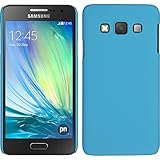 PhoneNatic Case kompatibel mit Samsung Galaxy A3 (A300) - Hülle blau gummiert Hard-case + 2 S