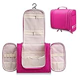 Melefon Tragbarer Kulturbeutel zum Aufhängen, multifunktionaler Kosmetik-Organizer für Damen und Herren, Reisetasche für Toilettenartikel mit Trennwand für Make-up-Tasche, rosarot,
