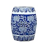 WXP Amerikanisch-europäischer Neuer Chinesisch-französischer Dressinghocker, Schuhwechselhocker, Blumen- Und Vogel-Keramik-trommelhocker, Porzellan-Pier Bestickter Keramikhocker (43x32cm)(Color:B)