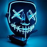 Halloween Maske LED Leuchtmaske Gruselmaske für Festival Cosplay Halloween Kostüm Maskerade Party Karneval Geschenke (Eisblau)