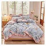 Uni Doppelbett Bettbezug Pfingstrose Blumen Duvet Cover Set for Mädchen Frauen 3/4 stücke Weiche Baumwolle gebürstete Bettwäsche Set Bauernhaus Chic Blossom Rüsche Einbaublech Kissenbezug Bettwäsche-S