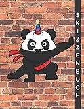 Skizzenbuch: Einhorn Ninja Panda - Lustiges Einhorn Skizzenbuch. Ideal für Skizzen, zeichnen, malen und kreative Ideen. DIN A4+ (8,5' x 11'). Toller Einhorn Artikel und Einhorn Geschenk I