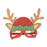 zmigrapddn 2021 Weihnachts-Ornamente, Weihnachten Glitzer Geweih Brille Erwachsene Kind Xmas Cartoon Santa Hut Spielzeug Dekoration – Orang