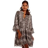 YC Fashion & Style Damen Tunika Kleid mit Leopard Muster Party-Kleid oder Freizeit-Minikleid H219 (One Size, Leopard)