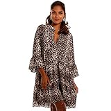 YC Fashion & Style Damen Tunika Kleid mit Leopard Muster Party-Kleid oder Freizeit-Minikleid H219 (One Size, Leopard)