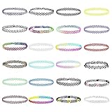 RosewineC 24 Stück Elastische Halskette,Stretch Tattoo Choker Kette Rainbow Armband Vintage Gummi Tattoo Halskette Henna Halsband für Mädchen Frauen Teen Mädchen Kinder…