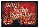 ArtUp.de 12 Halloween Einladungskarten im Set mit passenden Umschlägen - die gruselig lustigen Einladungen zur Halloweenparty