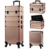 Kosmetikkoffer Trolley Schminkkoffer , 4-in-1 Kosmetikkoffer Große Kapazität Friseurkoffer Make up Koffer mit Rollen,abschließbarer und tragbarer Kosmetik Make up Organizer ,Roség