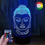 3D Buddha Statuen Lampe USB Power 7/16 Farben Fernbedienung Optical Illusion 3D LED Lampe Formen Kinder Schlafzimmer Nacht L