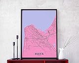 MG global Haifa Israel Map Poster Color Hometown City Print Modern Home Decor Office Decoration Wall Art Dorm Bedroom Gift U