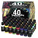 Zenacolor - Tempera Farbe Kinder - Set aus 40x60ml Tuben Plakatfarbe - Matte Malfarben, Neon, Glitterfarbe, Fluoreszierend, Metallic - Papier, Pappe, Plakat mit Pinsel, Hand, Fingerfarb