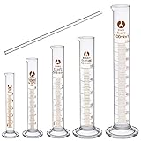 cococity Glas Meßzylinder Set Graduiertecococity Glas Meßzylinder Set Graduierten Glasmesszylinder Messung Werkzeuge Laborzylinder mit Glasstab 5ml 10ml 25ml 50ml 100