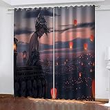 YTSDBB Verdunkelungsvorhang ​Kinderzimmer Animationsmädchen, das Licht wünscht B 183 x H 160 cm 3D Digitaldruck Druckmuster Öse Thermisch isoliert 90% für Schlafzimmer Wohnzimmer ​Kinderzimmer Jung