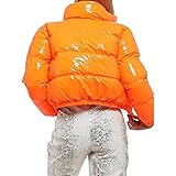 ChouZZ Damen Steppjacke Puffer Jacken Y2k Langarm Leichte Daunenjacke Ästhetische Oberbekleidung 90er Herbst Winter Streetwear, Orange Short, 38