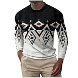 Herren-Shirt, langärmelig, modisch, Kontrastfarbe, Rundhalsausschnitt, lockerer Hoodie, Größe S-XXXXXXXL, Weiß #F, XXL