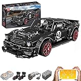 YaYashow Technik Sportwagen, 1:18 Ford Mustang Auto Bausteine Modell mit APP & 2,4 GHz Steuerung, 2943 Pcs Klemmbausteine Bausatz Kompatibel mit Lego T