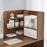 Bücherregal Desktop Bücherregal 3-Tier-Arbeitsplatte Bücherregal Bürobedarf Holztisch-Organizer-Zubehör-Anzeigen-Rack mit 1 Schublade Aufbewahrungsregal (Color : B)