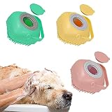 Kamenda Hund Silikon Gummi BadebüRste mit Duschgelspender, Haustier Massage Shampoo Spender Wasch-Peeling-Duschwerkzeug Reinigungsbürste für Hunde und Katzen Duschpfleg