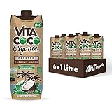 Vita Coco gepresstes Kokoswasser 6x1L 100% biologisch erneuerbare Verpackung, mehr Kokosgeschmack, natürlich hydrierend mit Elektrolyten, glutenfrei, vegan, voller Vitamin C & Kalium, 6 x 1000
