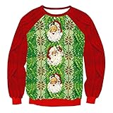 sutelang lurryly Herren Weihnachtspullover 3D bedruckt Langarm Funny Sweatshirts Bluse Pullover Santa Bluse Sport Top Weihnachten, grün, S