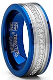 Metal Masters Co. Tungsten Carbide Blue Wedding Band Eternity Ring, Cubic Zirconia Inlay Comfort F