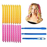 Lockenwickler Rollen 18 Stücke Magische Lockenwickler und 1 Styling Extra Langes Haar bis 55cm Curler über Nacht für Damen und Frauen von Zuhause ohne Hitze(18)