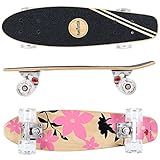 FunTomia Mini-Board Cruiser Skateboard 57cm aus 7-lagigem kanadischem Ahornholz inkl. Mach1 ABEC-11 Kugellager - mit oder Ohne LED R