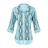Jubaton Damenbluse Druck Stehkragen Strickjacke Kopf Leopard Blumen Top Ärmel Mode Lässig Vielseitig Temperament Sexy M