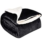 NEUFLY Decke, Flannel Blanket Wohndecke 150 x 200 cm Couchdecke Warme Kuscheldecke für Bett und Sofa (Dblside-schwarz)