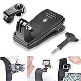 3in1 Anti-Rutsch 360 Grad Rotation Action Kamera Klemmhalterung Kit Wasserdichter Motion Camcorder Rucksack Halter Actioncam Rucksack Halterung für GoPro Sony DJI OSMO Action Akaso Sports DV