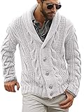 Gemijacka Strickjacke Herren Langarm V-Ausschnitt Cardigan mit Zopfmuster Herren Jacke Strick für Hemd und S