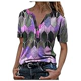 Biker Hemd mit Protektoren Damen Valentinstag Liebe Print Sweatshirt Rundhals Langarm Pullover Raglanärmel Plaid Spleißen Casual T-Shirt L