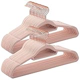 SONGMICS Samt-Kleiderbügel, 50 Stück, Anti-Rutsch, Jackenbügel, drehbarer Haken in Roségold, Dicke 0,6 cm, platzsparend, 45 cm lang, für Jacken, Hemden, Röcke, Hosen, Krawatten, rosa CRF21PK50