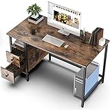 Schreibtisch mit 2 Schubladen, GIKPAL Computertisch Bürotisch aus Stahl & Holz, 120 x 60 x 75 cm Laptop-Schreibtisch Officetisch Arbeitstisch für Arbeit/Spiele/Homeoffice, modern &